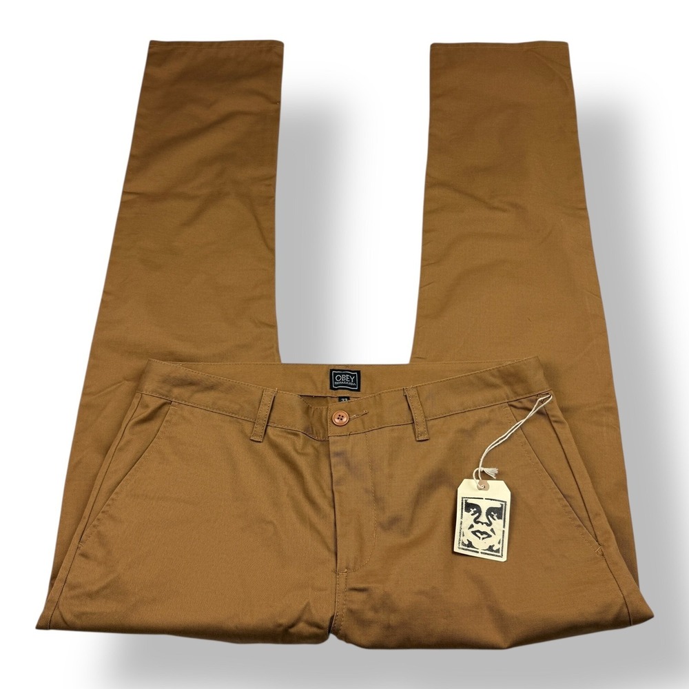 Obey Propaganda Working Man Pant Caramel Brown Chino Mens 33x32‎ NWT 142020002